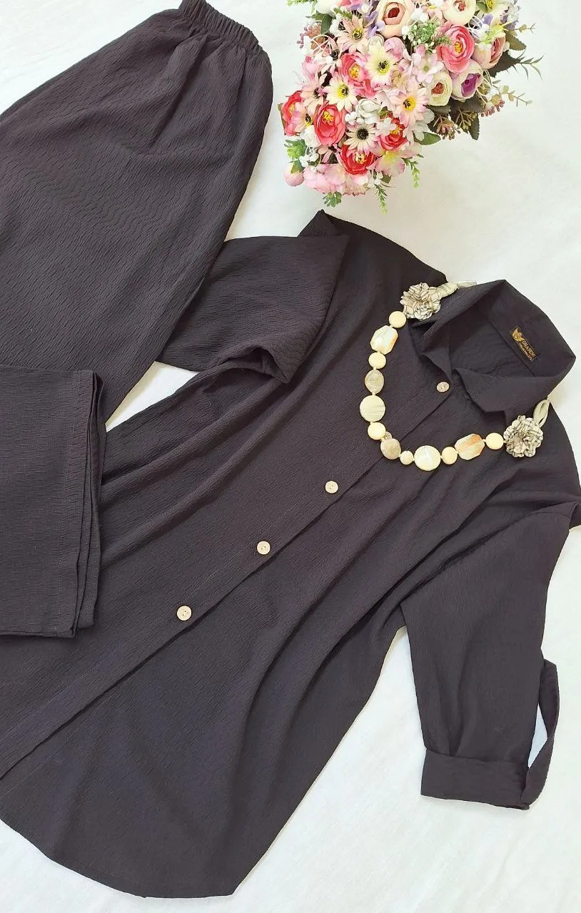 ست مانتو شلوار زنانه آستین پاکتی بلند آیوا