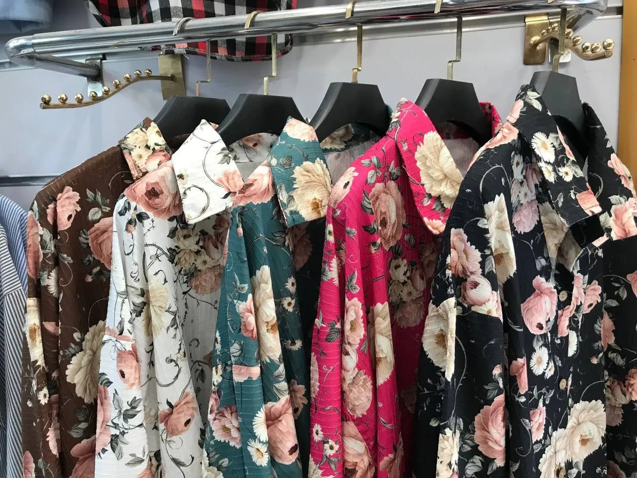 تونیک طرح گل جلو دکمه دار پارچه کراس