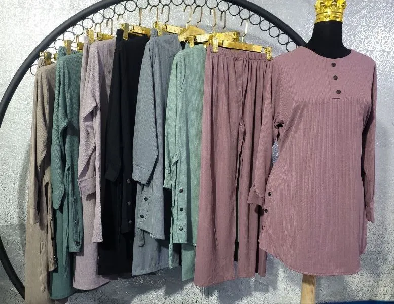 ست تونیک شلوار زنانه پارچه کریشه فری سایز