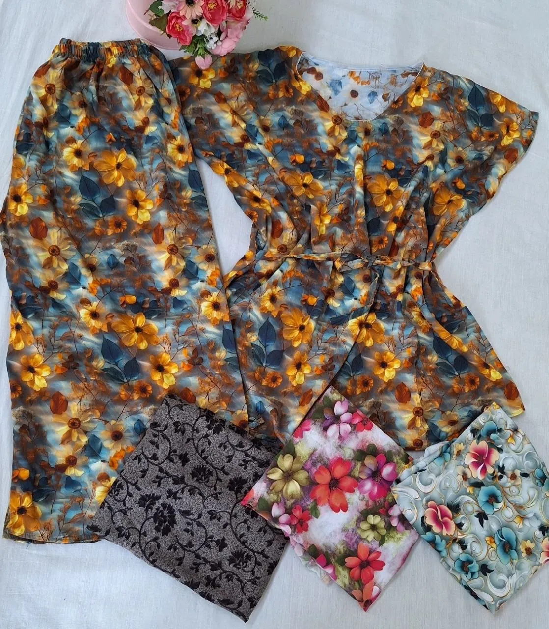 تاپ شلوارک نخی سه بعدی