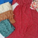 پیراهن ساحلی زنانه نخی پفکی خال خالی