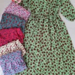 پیراهن ساحلی کرپ پفکی بلند