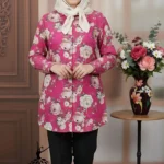 شومیز طرح گل جلو دکمه دار