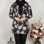 شومیز طرح گل جلو دکمه دار