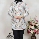 شومیز طرح گل جلو دکمه دار