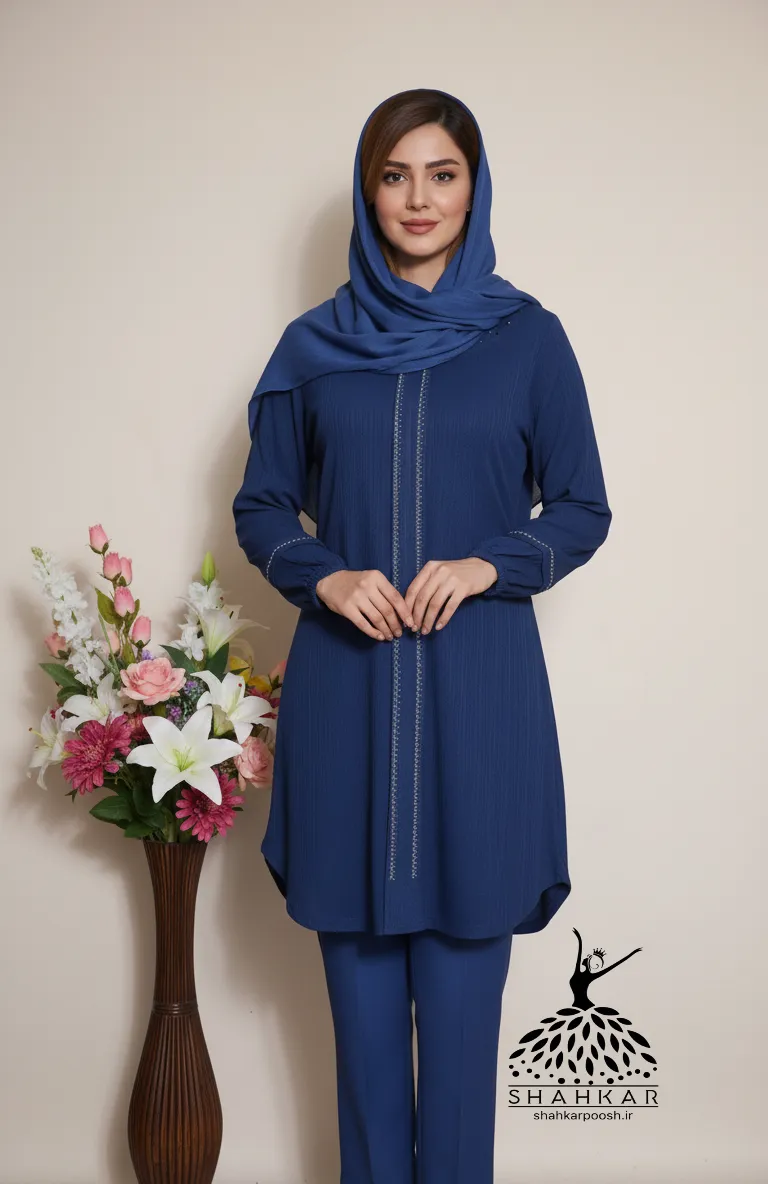 ست تونیک شلوار زنانه نگین دار مجلسی