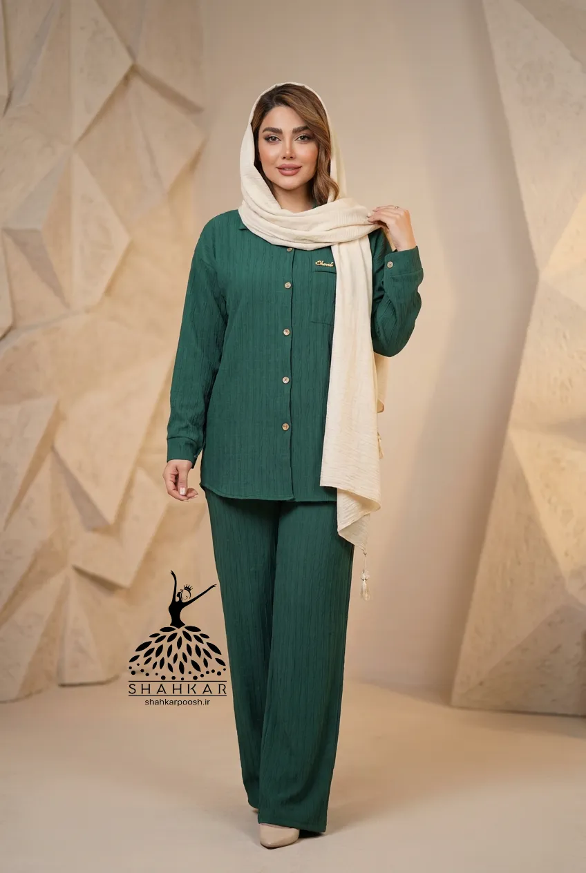 ست مانتو شلوار زنانه طرح زنجیری