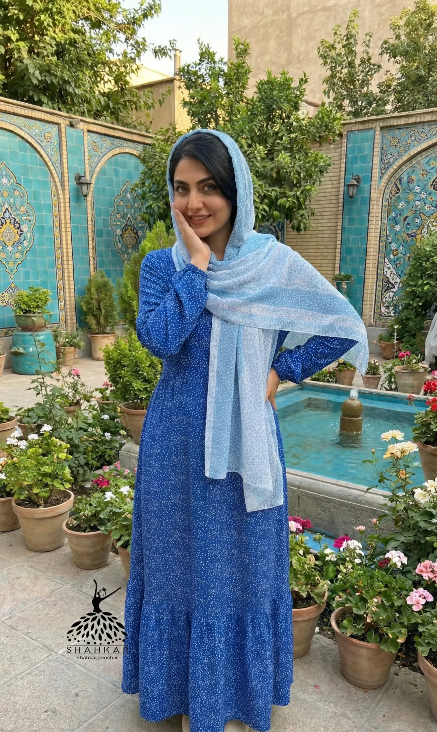 پیراهن ساحلی زنانه نخی پفکی خال خالی