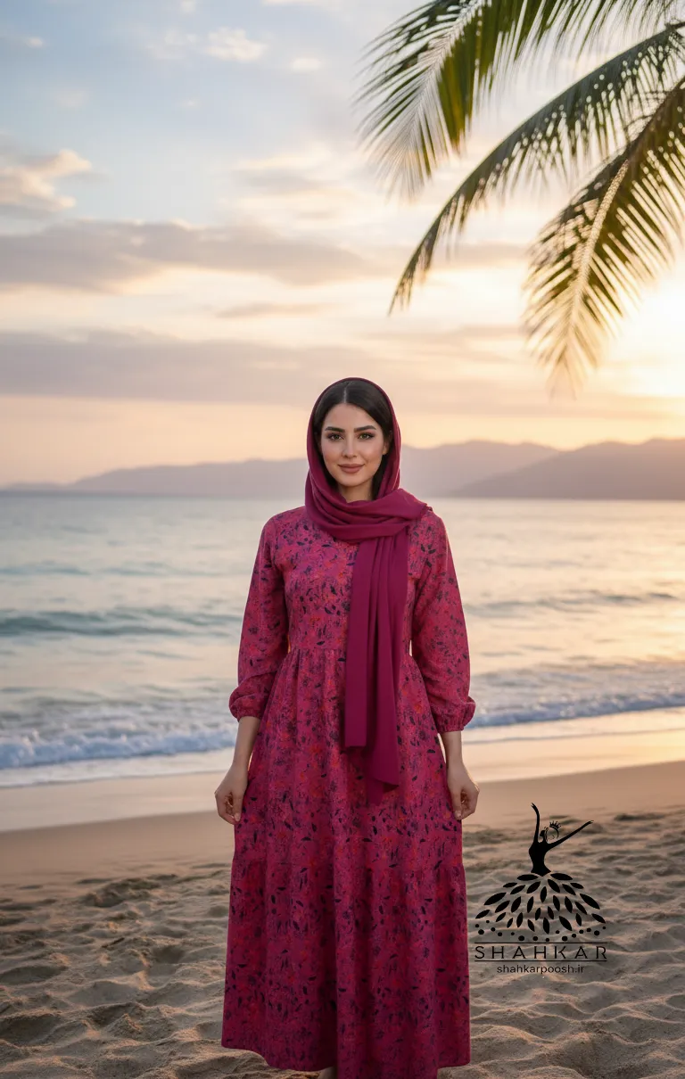 پیراهن ساحلی زنانه نخی پفکی خال خالی