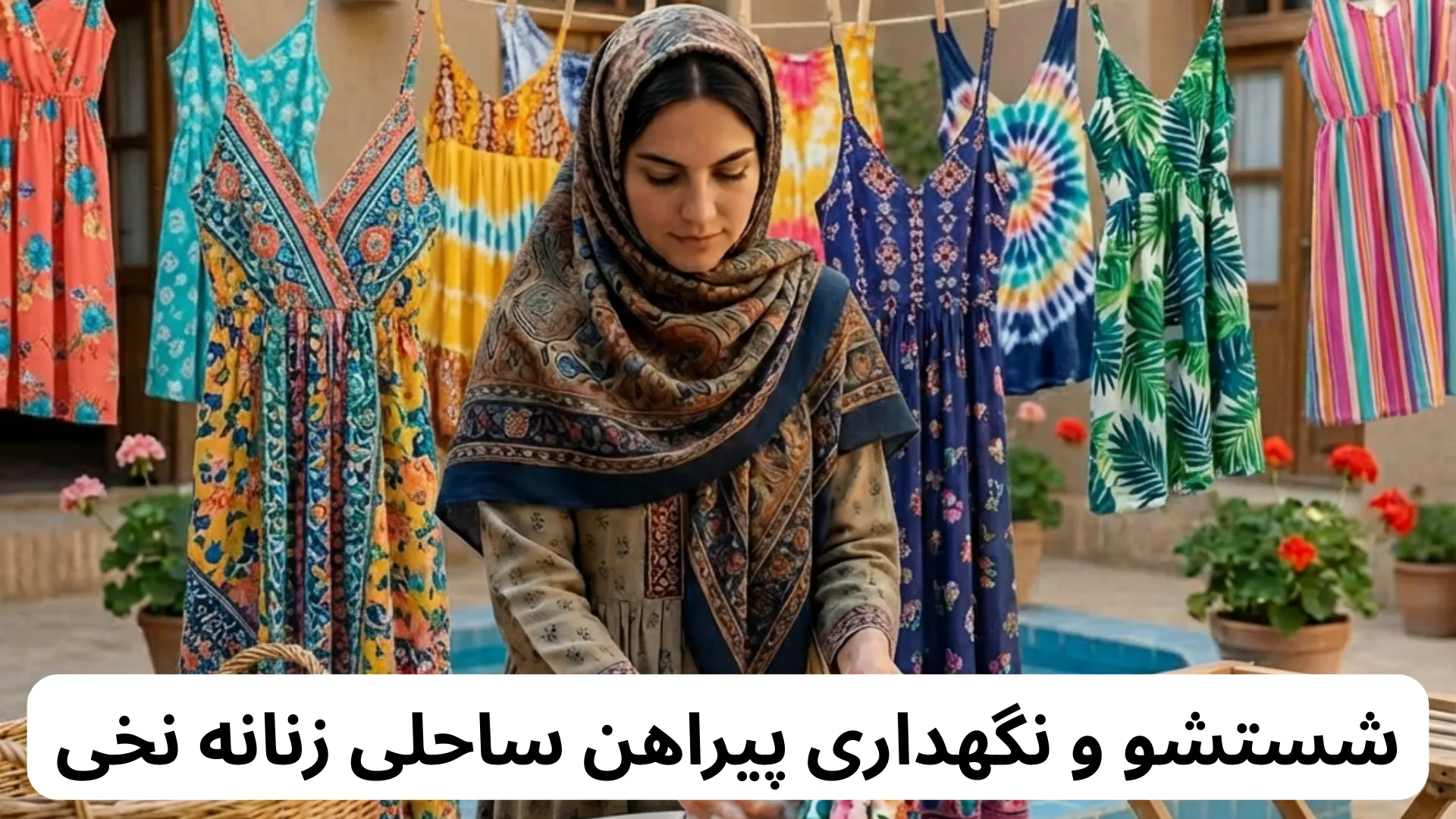 سیتسو و نگهداری پیراهن ساحلی زنانه نخی